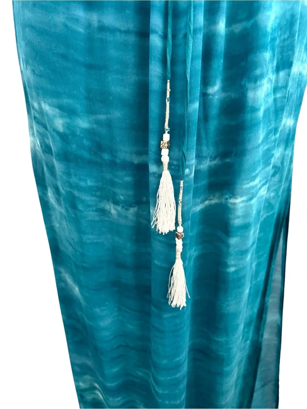 YOUNG FABULOUS & BROKE GREEN BLUE FLOWY SUMMER RESORT-WEAR MAXI DRESS SZ S - Picture 6 of 8